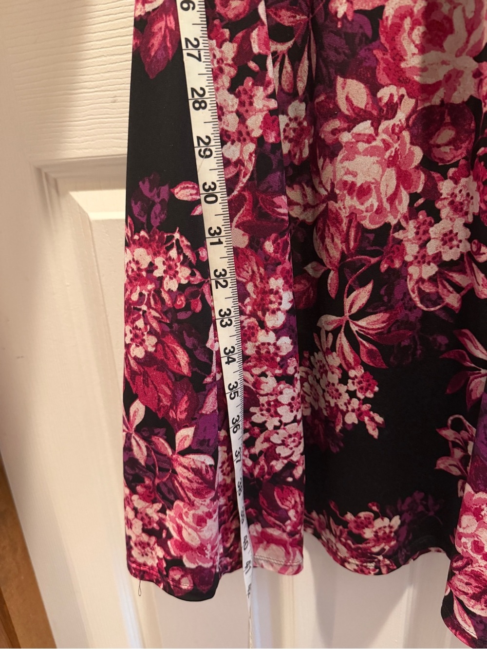 Floral Wrap Dress in Black and Pink - Elegant Women's Dress - Picture 5 of 8